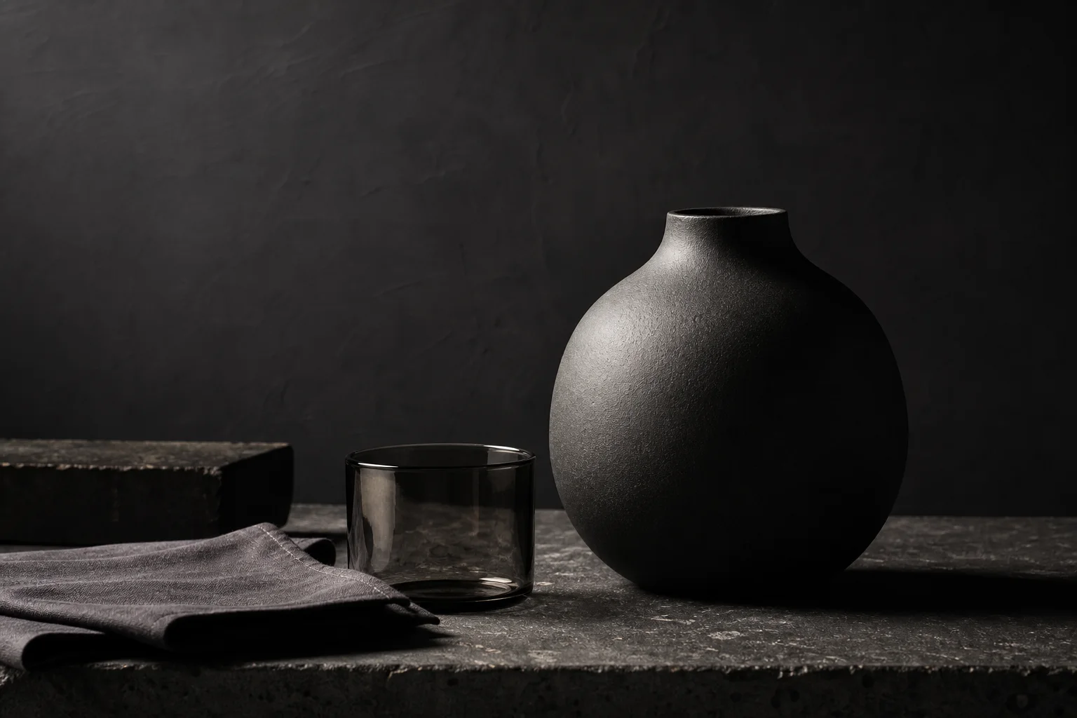 Minimal product arrangement photographed with hard side light and shadow.